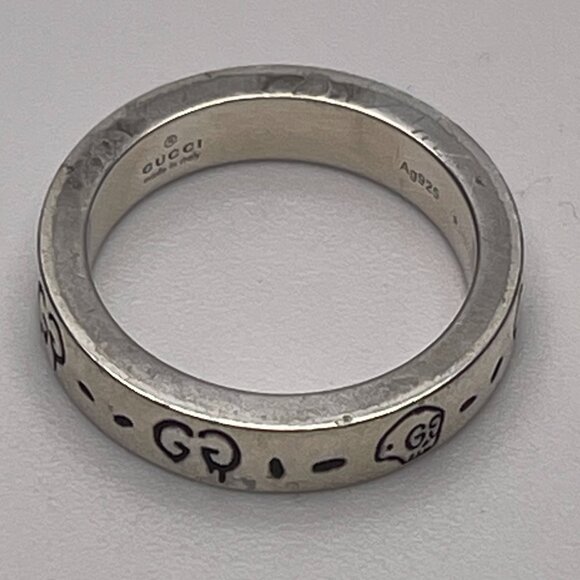 Gucci Sterling Silver Ghost Motif Ring, Size 4.5 - Preowned - Picture 1 of 9
